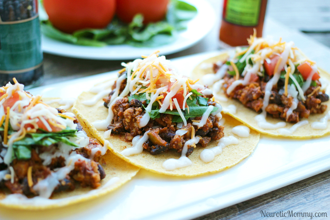 Black Bean Soft Shell Vegan Tacos - Perfect for Cinco de Mayo festivities! NeuroticMommy.com #tacos #vegan