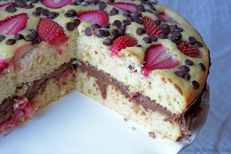 Strawberry Vanilla Naked Cake with Hazelnut Filling