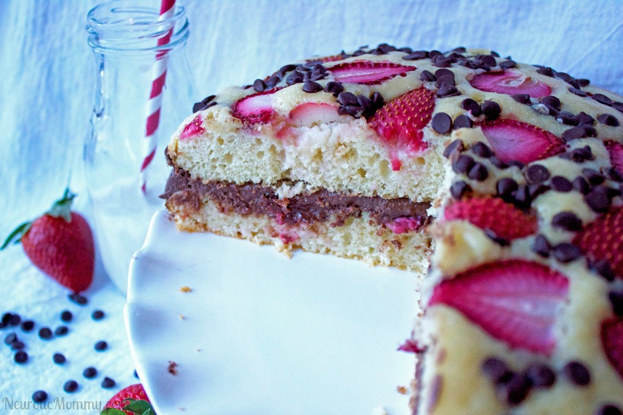 Strawberry Vanilla Naked Cake with Hazelnut Filling