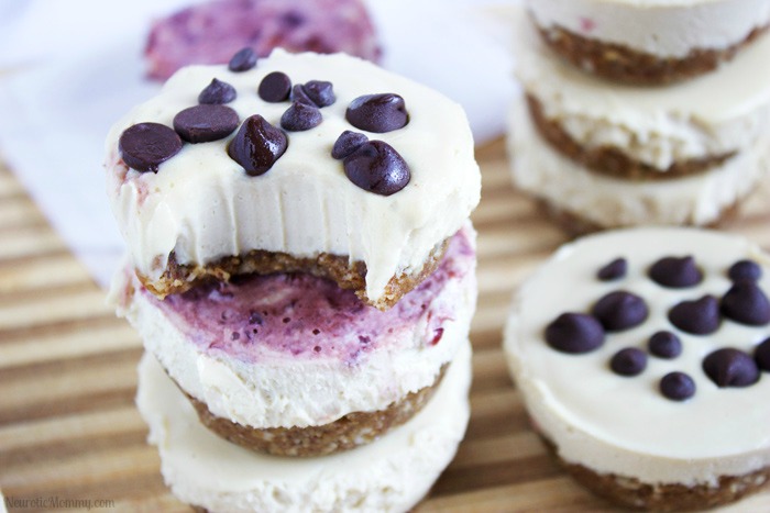 No Bake Mini Cherry and Chocolate Chip Cheesecakes