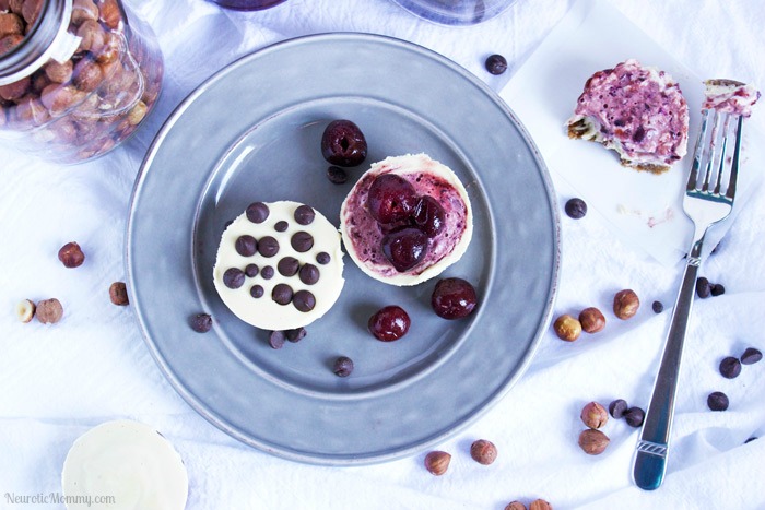 No Bake Mini Cherry and Chocolate Chip Cheesecakes