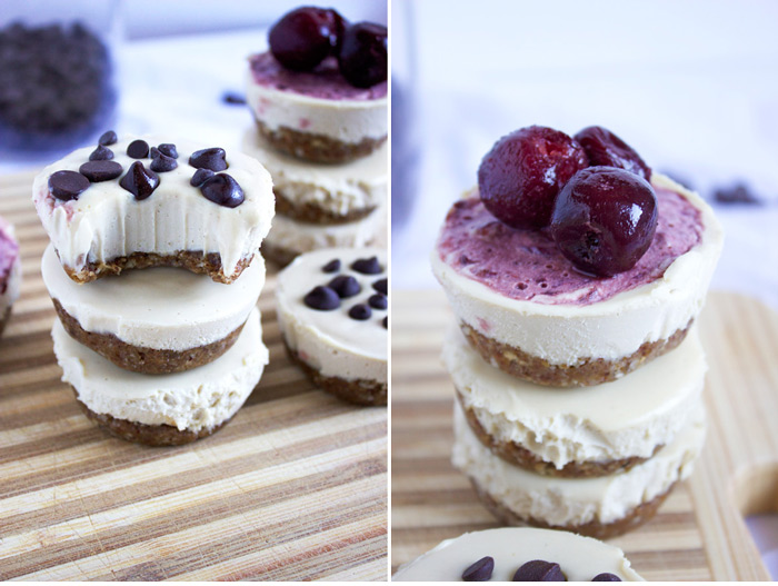 No Bake Mini Cherry and Chocolate Chip Cheesecakes