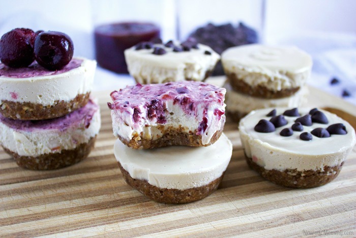 No Bake Mini Cherry and Chocolate Chip Cheesecakes