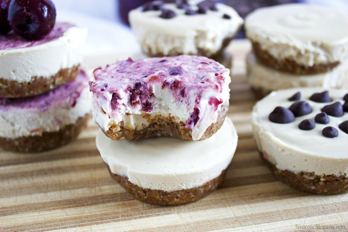 No Bake Mini Cherry and Chocolate Chip Cheesecakes