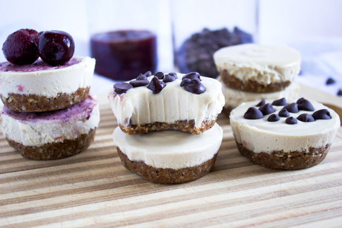 No Bake Mini Cherry and Chocolate Chip Cheesecakes