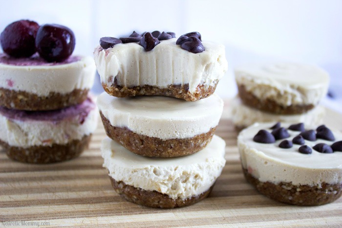 No Bake Mini Cherry and Chocolate Chip Cheesecakes