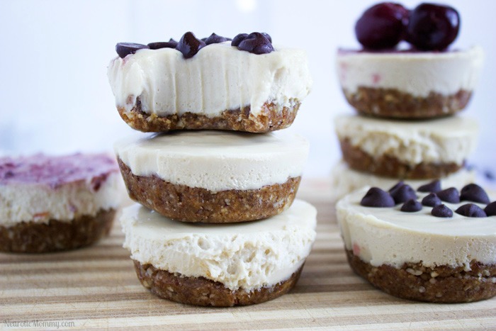 No Bake Mini Cherry and Chocolate Chip Cheesecakes