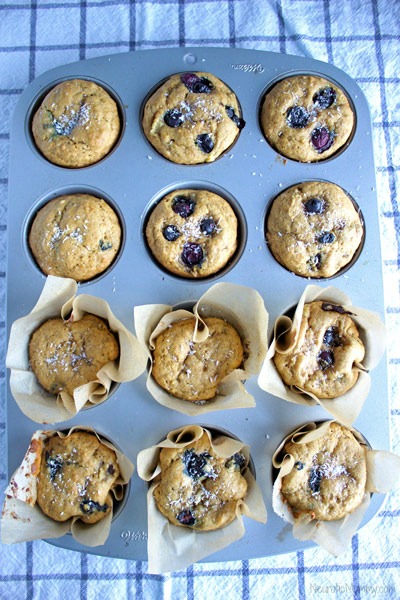 Blueberry Coconut Banana Muffins