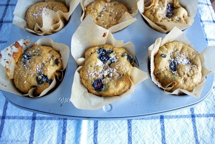 Blueberry Coconut Banana Muffins