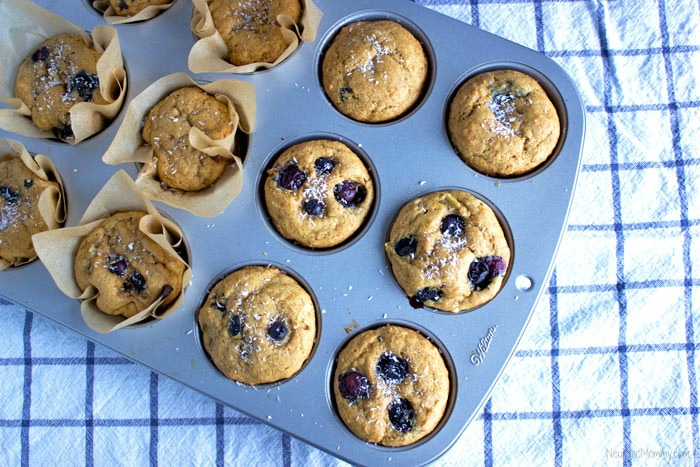 Blueberry Coconut Banana Muffins