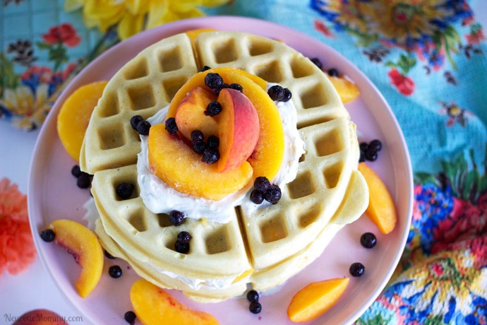 Mother's Day Peach Coconut Waffles