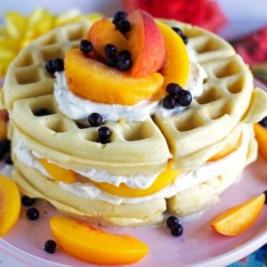 Mother's Day Peach Coconut Waffles