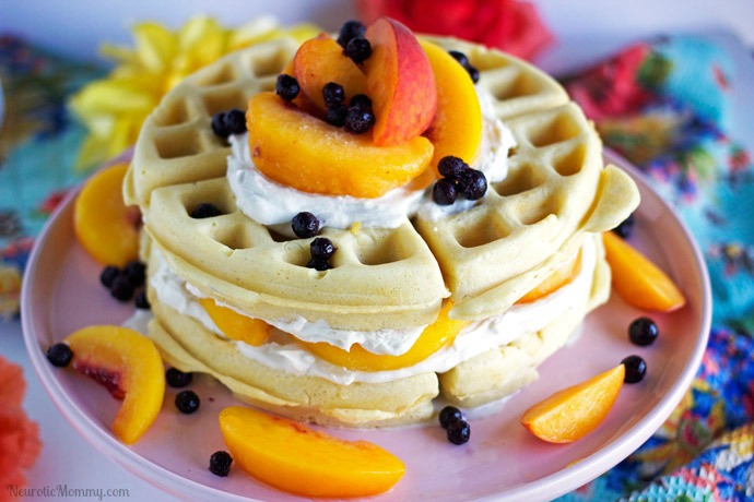 Mother's Day Peach Coconut Waffles