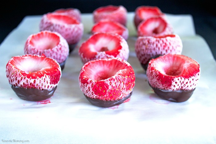 Peanut Butter Stuffed Strawberries Dipped in dark Chocolate