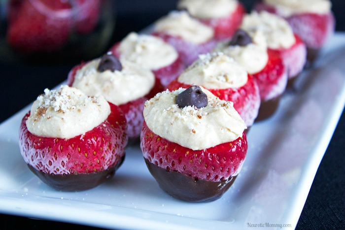 Peanut Butter Stuffed Strawberries dipped in Chocolate