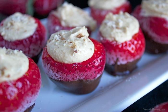 Peanut Butter Stuffed Strawberries dipped in Chocolate