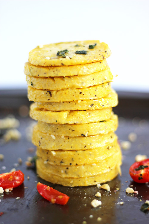 Mini Spinach Polenta Cheese Pizzas Vegan