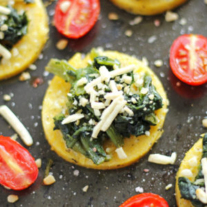 Mini Spinach Polenta Cheese Pizzas Vegan