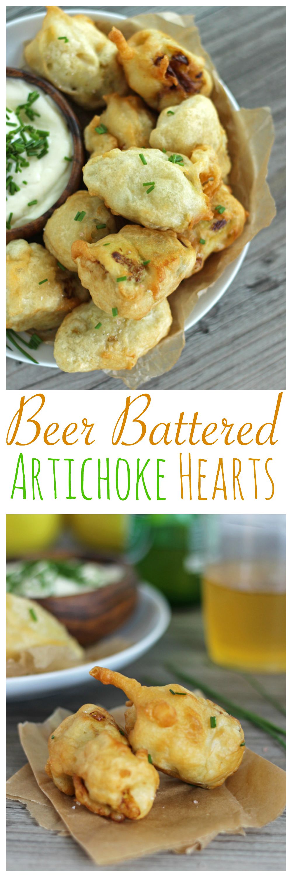 3 Ingredient Beer Battered Artichoke Hearts. A delicious vegan appetizer.