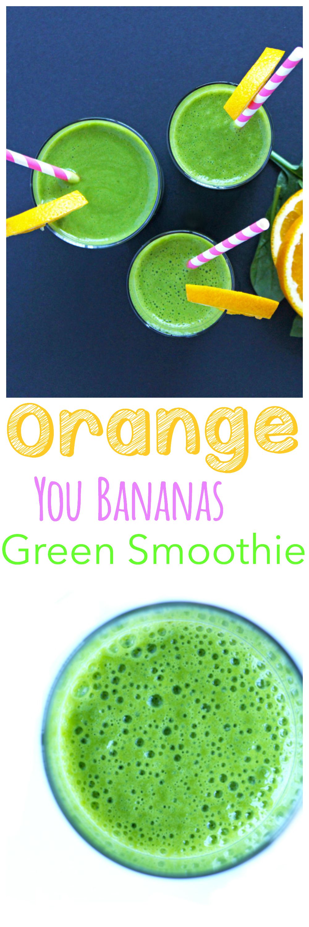 Orange You Bananas Green Smoothie. A revitalizing smoothie loaded with vitamin C, antioxidants, has a smooth texture and sweet flavor. A sure smoothie hit! neurotic mommy.com