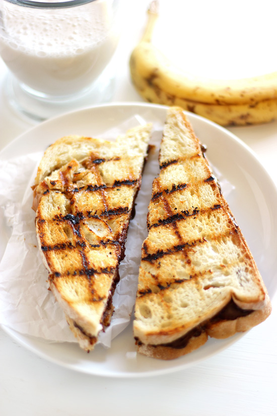 Grilled Chocolate Banana and Peanut Butter Sandwich