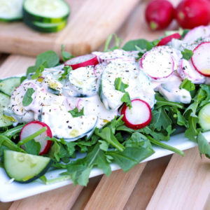 Organic Radish & Cucumber Salad with Mixed Greens. neuroticmommy.com