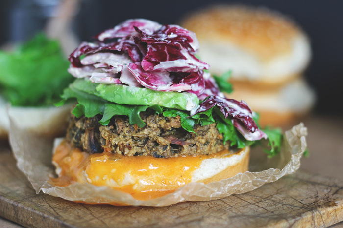 The Best Veggie Big Mac Burger with Radicchio Slaw (Vegan GF), using organic greens and a simple dressing to put the Big Mac to shame. This is where real fast food happens. neuroticmommy.com #vegan