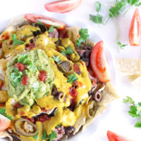 Fully Loaded Healthier Vegan Nachos. A satisfying snack made with a healthy vegan cheese sauce. #vegan #healthy NeuroticMommy.com