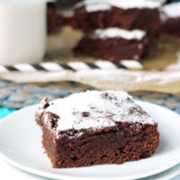 The Best Vegan Pumpkin Brownies. Chocolatey, decedent, with just the right amount of pumpkin. Tis the season! NeuroticMommy.com #vegan #chocolate #pumpkin #halloween