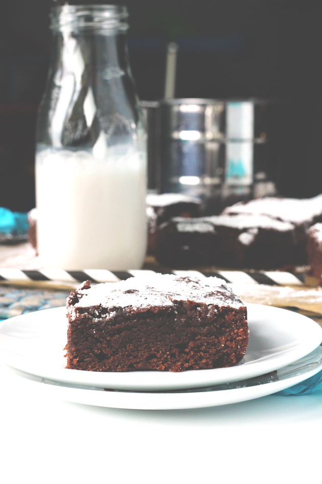 The Best Vegan Pumpkin Brownies. Chocolatey, decedent, with just the right amount of pumpkin. Tis the season! NeuroticMommy.com #vegan #chocolate #pumpkin #halloween