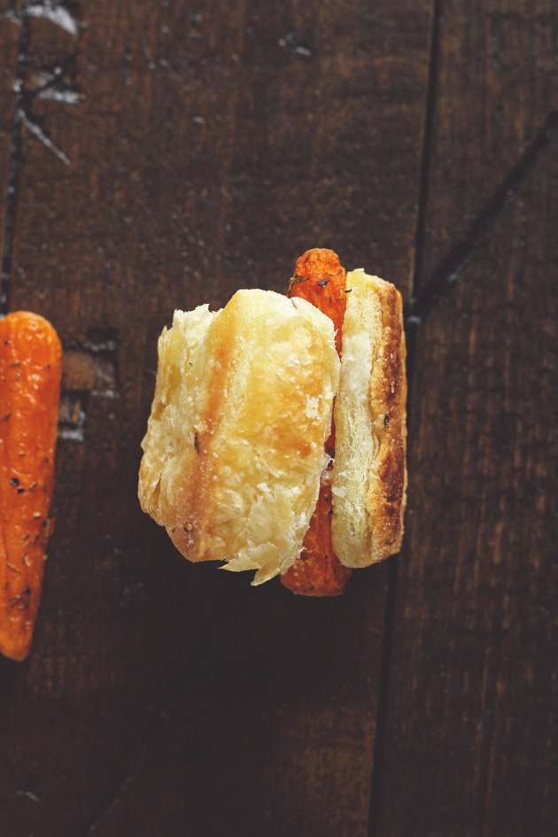 Carrots in a Blanket! A healthy, more delicious alternative to pigs in a blanket. Enjoy this appetizer that's not only good for you but cruelty free! NeuroticMommy.com #vegan #appetizers