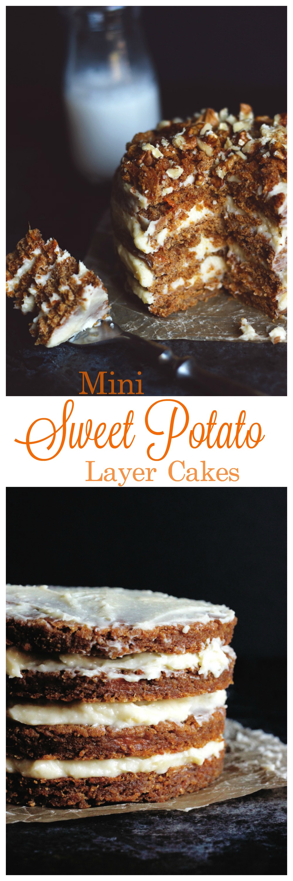 Mini Sweet Potato Layer Cakes - Moist, Sweet, Delicious and the best tasting side of healthy. NeuroticMommy.com #vegan #cakes #thanksgiving
