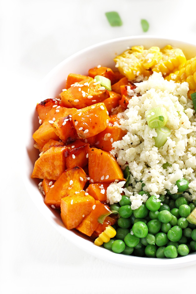 Sweet and Sour Cauliflower Rice Bowls are a super easy meal packed with sweet and savory flavors. The perfect balance of healthy carbs, fats and proteins.