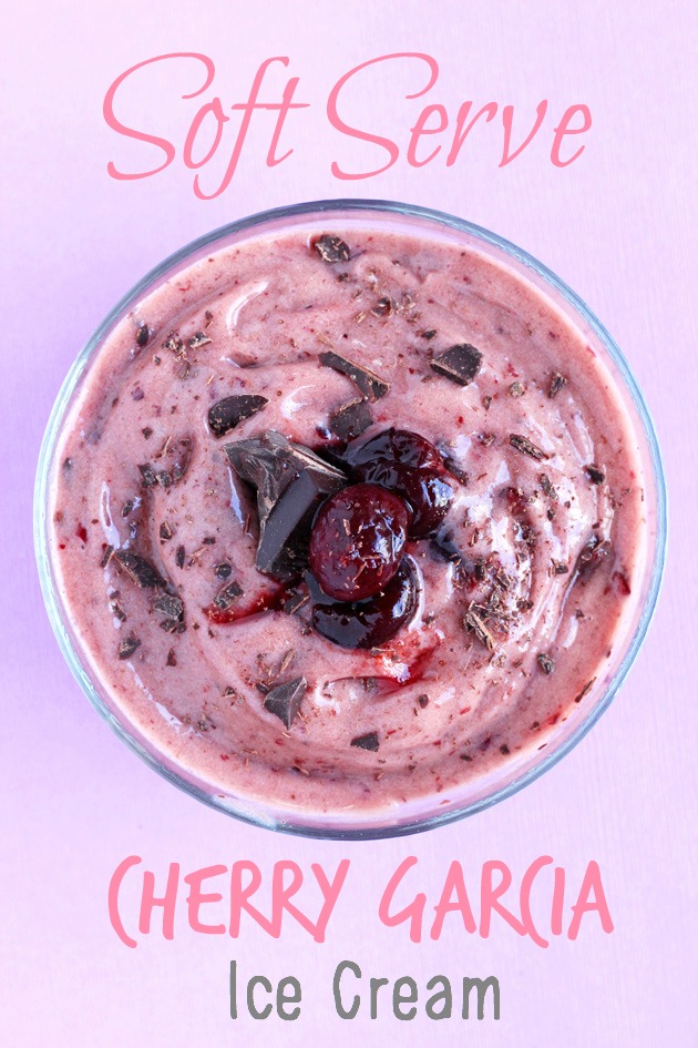 Cherry Garcia Soft Serve Ice Cream - You don't want to miss out on this refreshingly guilt free, super delicious treat, that is so super easy to make! NeuroticMommy.com #vegan #raw #healthy