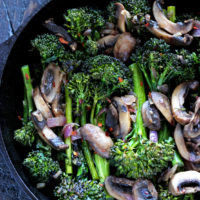 Roasted Broccolini and Sautéed Mushrooms - A healthful side to any main dish. Fresh vegetables full of flavor and spices. NeuroticMommy.com #vegan #healthy