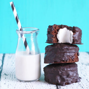 Outstanding Homemade Vegan Ding Dongs - Chocolate cakes with a cream filling and a dark chocolate coating. Not only are they vegan, they're good for you. NeuroticMommy.com #vegan #healthy #cakes