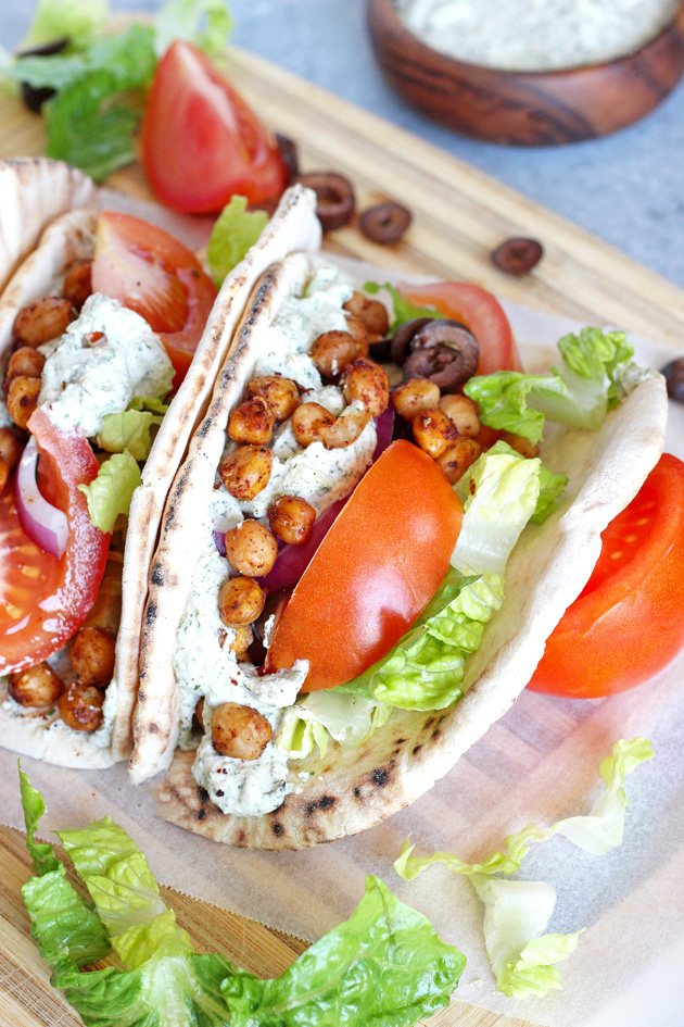 Street Style Vegan Gyros - These delectably delicious gyros are an easy win for the big game. Get messy and dig in! NeuroticMommy.com #vegan #healthy #superbowl