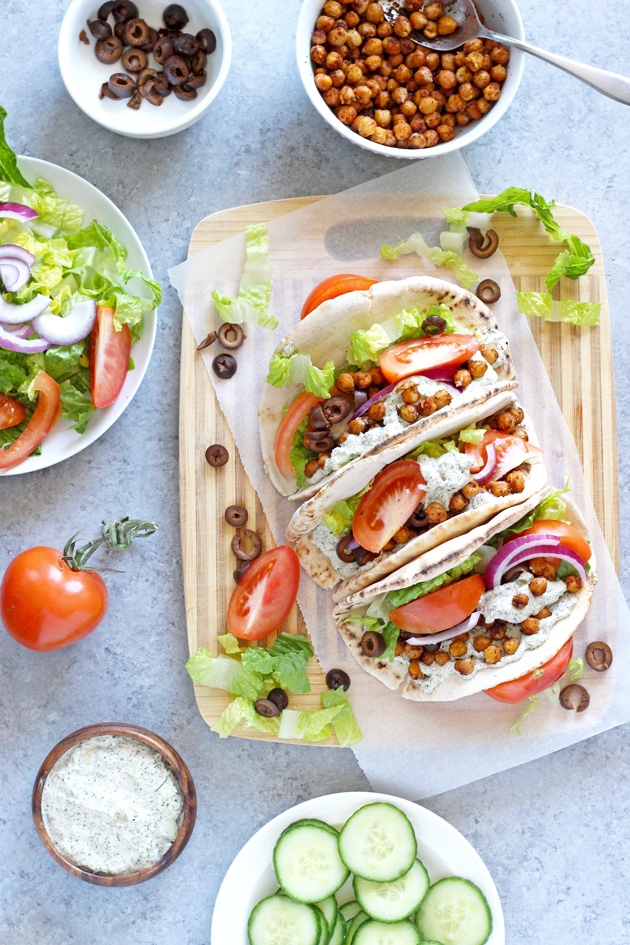 Street Style Vegan Gyros - These delectably delicious gyros are an easy win for the big game. Get messy and dig in! NeuroticMommy.com #vegan #healthy #superbowl