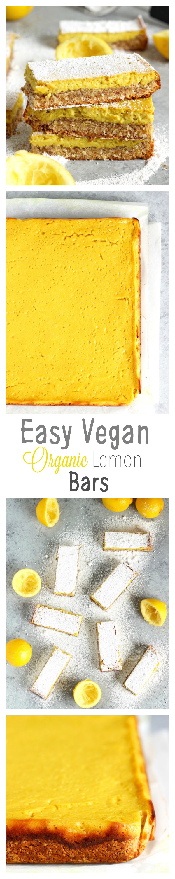 Easy Vegan Organic Lemon Bars - A super easy lemony snack just in time for Easter! Healthy and totally vegan. NeuroticMommy.com #healthy #vegan