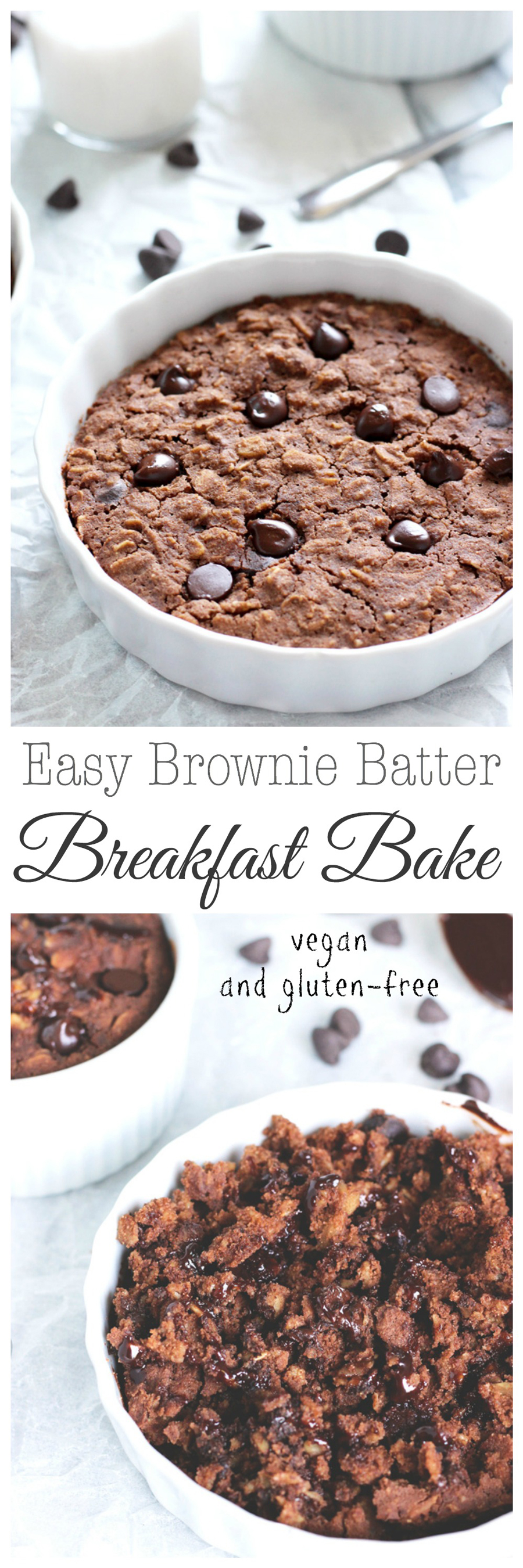 Easy Brownie Batter Breakfast Bake - Yes, you can have brownies for breakfast! #NeuroticMommy #vegan #chocolate