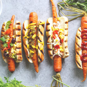 Fourth of July Carrot Dogs - Plant-based veggie dogs are so much fun! Especially when things like this are super easy to make, not processed, and healthy for you. NeuroticMommy.com #vegan #4ofjuly #healthy