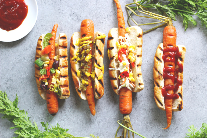 Fourth of July Carrot Dogs - Plant-based veggie dogs are so much fun! Especially when things like this are super easy to make, not processed, and healthy for you. NeuroticMommy.com #vegan #4ofjuly #healthy