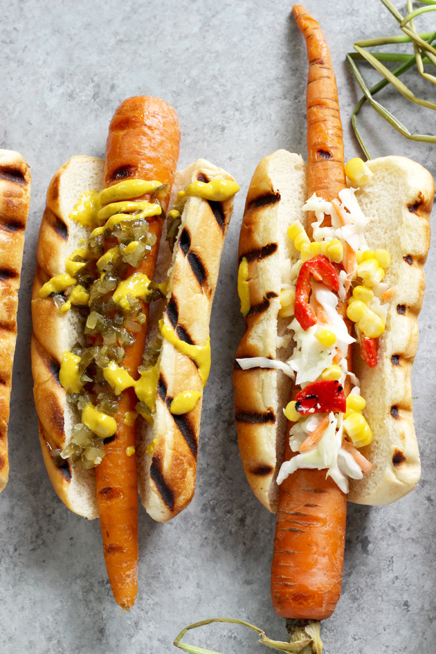 Fourth of July Carrot Dogs - Plant-based veggie dogs are so much fun! Especially when things like this are super easy to make, not processed, and healthy for you. NeuroticMommy.com #vegan #4ofjuly #healthy