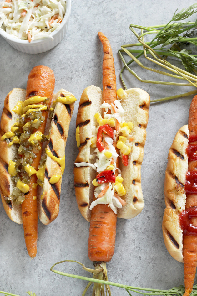 Fourth of July Carrot Dogs - Plant-based veggie dogs are so much fun! Especially when things like this are super easy to make, not processed, and healthy for you. NeuroticMommy.com #vegan #4ofjuly #healthy