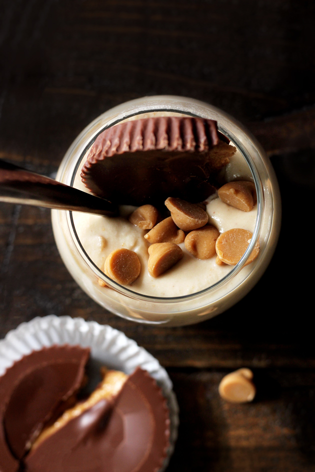 Skinny Peanut Butter Cups - Delicious creamy dessert you can dig your spoon right into and feel good about. Any nut butter can be substituted. NeuroticMommy.com #vegan #healthy #snacks