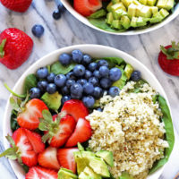 Strawberry Blueberry Quinoa Summer Salad - A healthy salad mixed perfecting with sweetness and coolness, packed with the right amount of plant based protein, ready to beat the heat. NeuroticMommy.com #healthy #vegan #salads