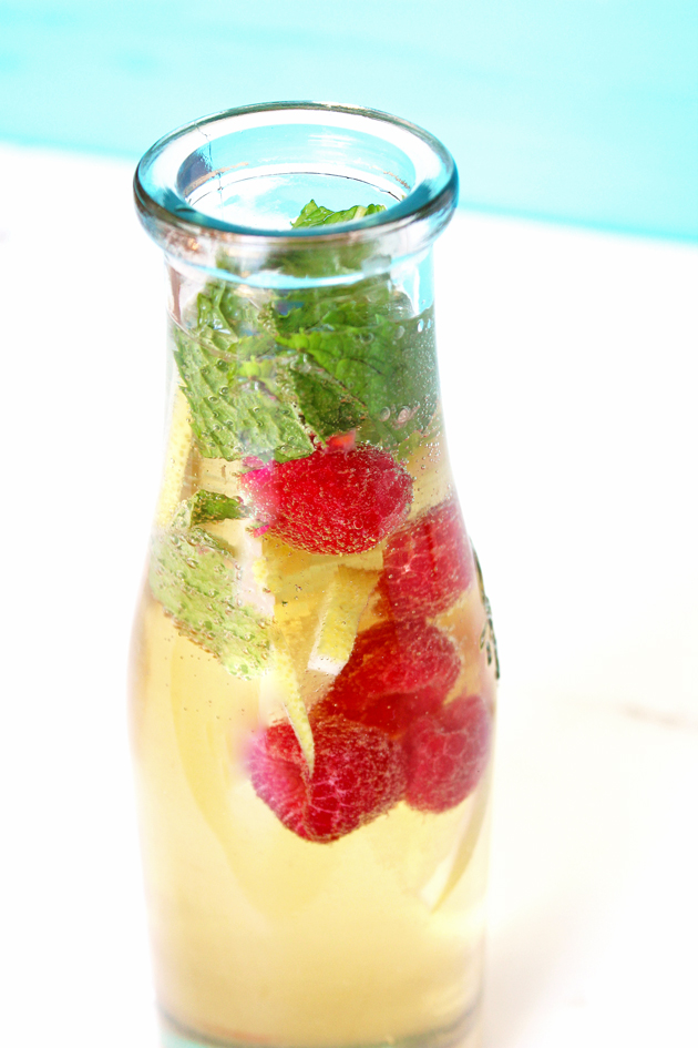 Raspberry Lemonade Spritzer - Refreshing and cool; a simple no-frills classic meant for moms or parents. It's 5o'clock somewhere! NeuroticMommy.com #momlife #vegan 
