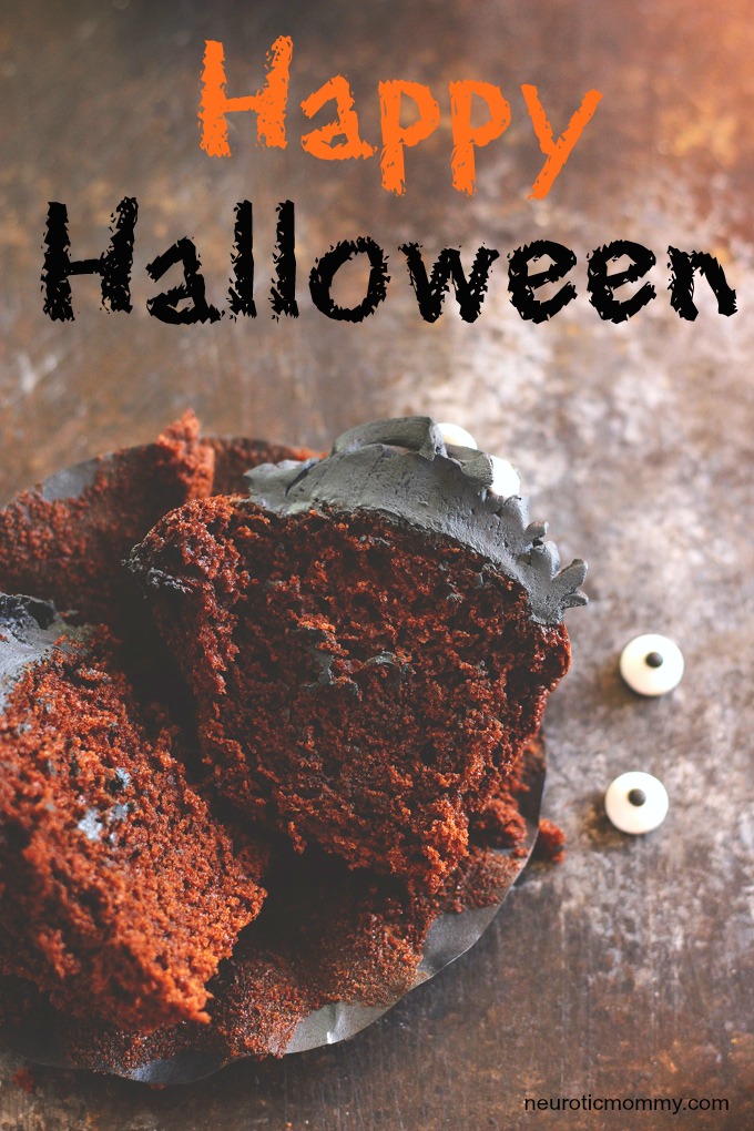 Halloween Monster Witch Cupcakes - This is the perfect treat to make for Halloween especially if you don't have much time. They're moist, chocolatey, and spooky. Perfect for the days festivities! NeuroticMommy.com #vegan #halloween