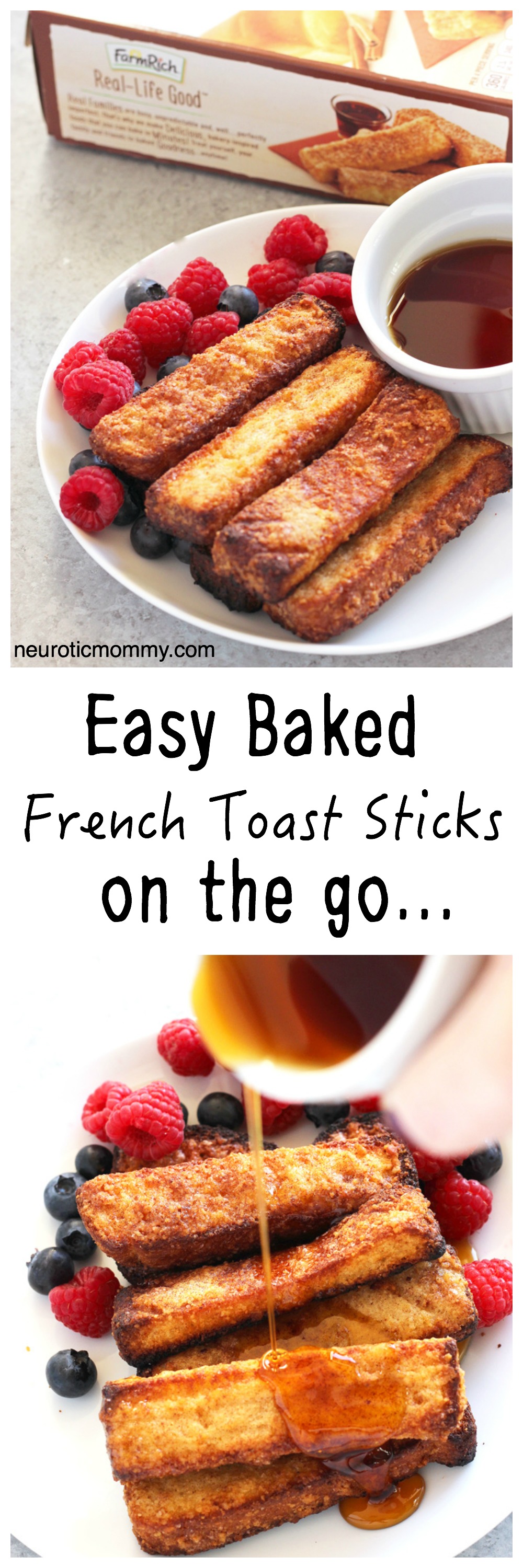 Easy Baked French Toast Sticks On the Go - Easy on the go breakfast for adults or kids! NeuroticMommy.com @FarmRichSnacks #FarmRichBakery #vegetarian #breakfast