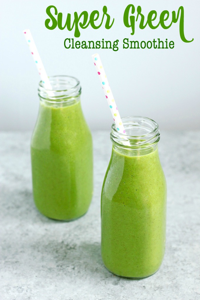 Super Green Cleansing Smoothie - An easy way to nourish your body and provide yourself with essential vitamins and minerals. NeuroticMommy.com #smoothies #plantbased #health 